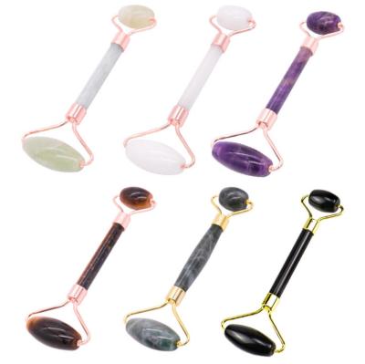 China Jade Stone Agate Stone Aquatic Crystal Single Head Roller Aquatic Face Quartz Beauty Massager Skincare Tool Face Massager Natural Roller for sale