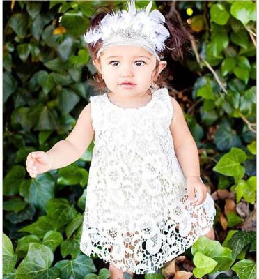 China 2021 New Fashion Summer New Fashion Washable Sleeveless White Baby Girl Lace Dress Baby Girls Lace Dress for sale