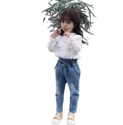 China 2021 Korean New Style Kids Girls Bud High-Waisted Jeans Pants Apparel+Stock for sale