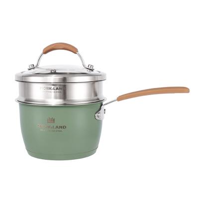 China 18/8 Stainless Steel Induction Milk Pan Sauce Pan With Steamer Sustainable Basket for sale