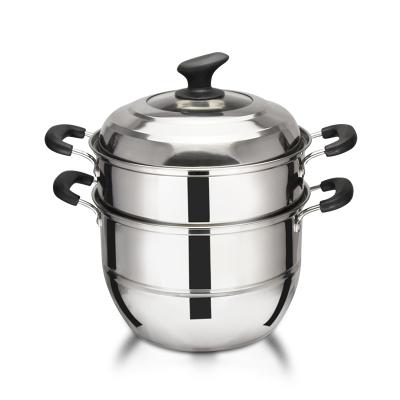 China 2 Layers Sustainable Stainless Steel Steamer Pot Cooking Bao Bun Steamer for sale