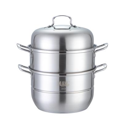 China S/S304 Stainless Steel Steamer Metal Pot Viable 3-Layer Dumpling Steamer Portable Food Steamer for sale