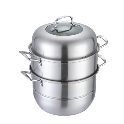 China Sustainable Sandwich Bottom Stainless Steel Steamer And Cooking Pots Food Steamer Stainless Steel Fish Steamer for sale