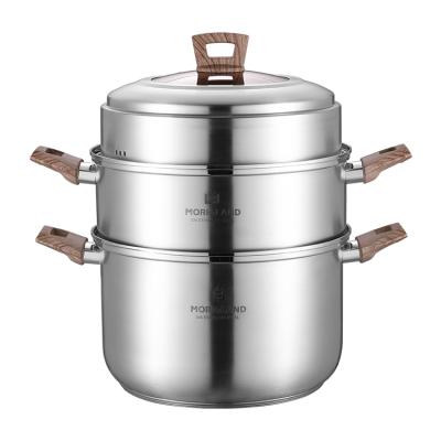 China 28cm Sustainable 3 Layers Stainless Steel Food Steamer Pot for sale