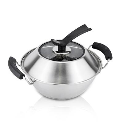 China 28/30/32 cm Sustainable Soup Pot With Lid Stainless Steel Glass Hot Pot With Steam Rack Hotpot Pot for sale