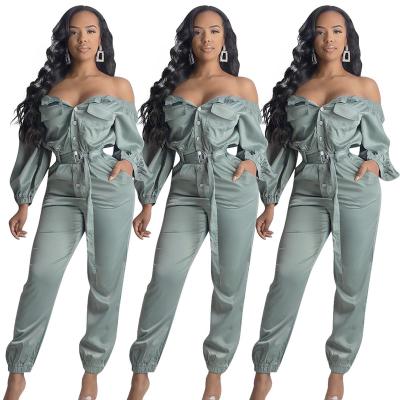 China Wholesale QUICK DRY Dropshipping 2020 Autumn Tooling Style Sexy Hot Jumpsuit Off Shoulder Long Sleeve Women Overalls And Rompers for sale