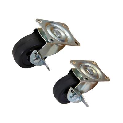 China Factory Wholesale Modern 3 Inch PU Wheel Swivel Caster Food Cart Furniture Black Rubber Plate Casters for sale