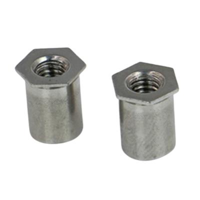 China Durable Self-Hanging Hex Self Standoff Panel Fastener Stainless Steel Threaded Hooking Pressure Riveting Nut Column for sale