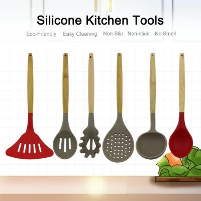 China Sustainable Silicone Kitchen Tools , Wooden Handle Cookware Sets 6 Pieces Set Household Kitchenware for sale