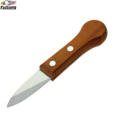 China Non-slip Stainless Steel Oyster Knives Shell Mussel Scallop Knife Thicker Viable Oyster Open Knife Wooden Handle for sale