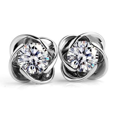 China Messi Jewelry 1.0ct 18k 14k White Gold Flower Stud Earrings CLASSIC Lab Diamond Earrings Stud CVD HPHT for sale