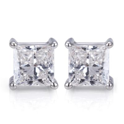 China Messi Jewelry Woman's Environmental Friendly 18K White Gold 0.8ct FG VS Square Princess Cut Lab Grown Diamond Stud Earrings for sale