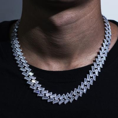 China Cuban Hiphop Jewelry Necklace Ice Out Cuban Link Moissanite Chain for sale