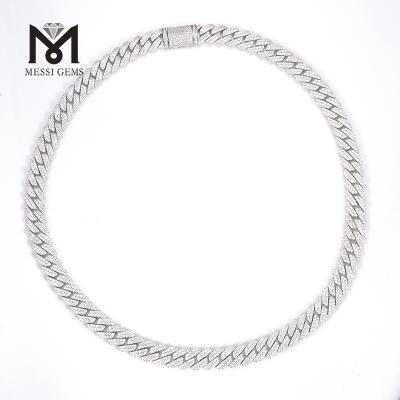 China Hiphop MS-511 10mm 12mm Width 18inch 20inch 22inch 24inch Length 925 Sterling Silver Moissanite Diamonds Cuban Hip Hop Chain Link for sale