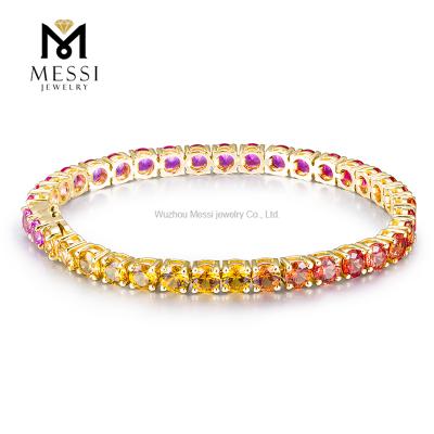 China Messi Jewelry MS-374 10K Gold Corundum Corundum Synthetic Gold Tennis Bracelet Fashion Romantic Jewelry for sale