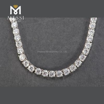 China Messi Gems CLASSIC 4mm CZ Iced Out Classic Diamond Jewelry 925 Sterling Silver Tennis Necklace for sale