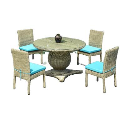 China Modern Weather Furniture Outdoor Hotel Rattan Patio Dining Table And Chairs Garden Outdoor Furniture Dining Set for sale