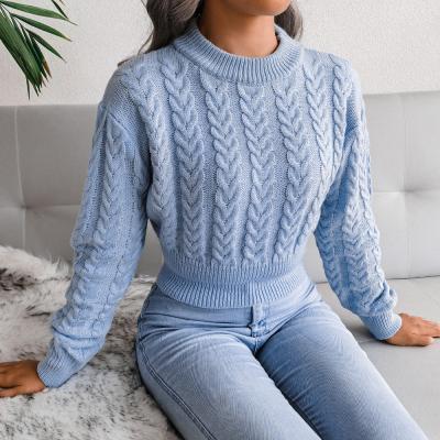 China Winter Women's Hot Sale Anti-wrinkle Navel Long Sleeve Twist Knitting Open Sweaters Sweaters for sale