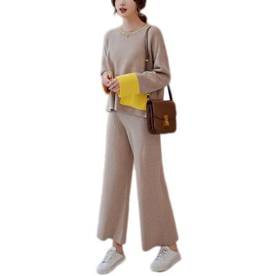 China O-Neck Cashmere Women Knitting Sweater Set Two Piece Anti-Shrink Suit for sale