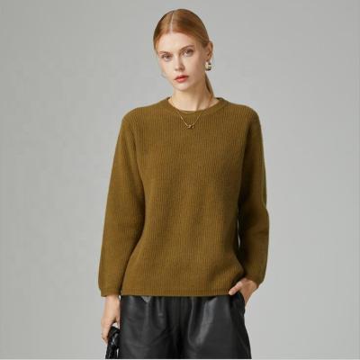 China Anti-wrinkle Autumn Winter Loose Thin Pullover Neck Long Sleeve 100% Cashmere Short Round Sweater for sale