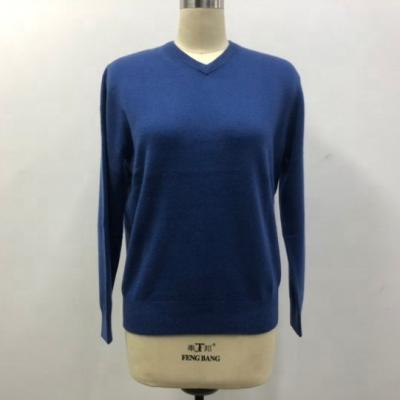 China Anti-wrinkle men's fashion loose knitted v-neckline based 100% cashmere sweater for sale