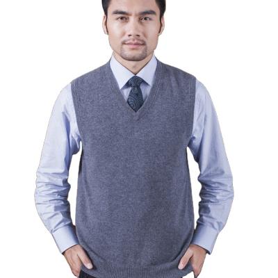 China R15120187 2020 OEM luxury anti-shrink men's luxury custom made 100% cashmere fitted crew neck sleeve sweater vest long for sale