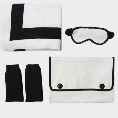 China Travel Travel Pouch Bag Set Cashmere Gift Set Travel Blanket Set With Eye Patch for sale