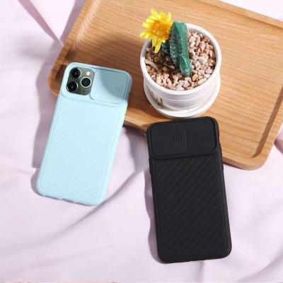 China Shockproof Soft Silicone TPU Case With Camera Sliding Lens Anti-drop Cell Phone Protective Case For iphone 13pro 12 11pro Max XR XS 8 7 for sale