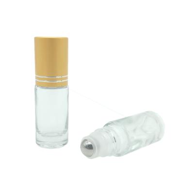 China 5ml 5ml Essential Oil Cosmetic Roller Bottles Perfume Roll On Bottles With Stainless Steel Glass Rollerball for sale