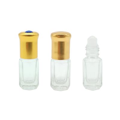 China 3ml 6ml 9ml 12ml Recyclable Glass Bottle Essential Oil Roll On Bottles With Gold Metal Cap for sale