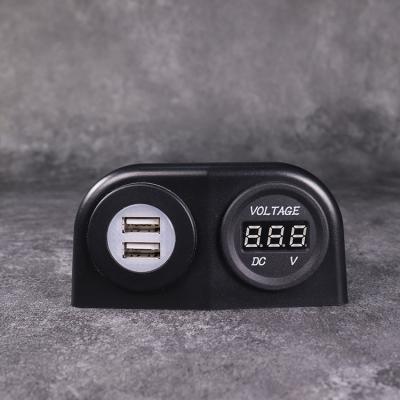 China Dual USB RV Charger 2way Voltmeter 12-24V Outdoor Mount For RV Marine Motorcycle Truck for sale