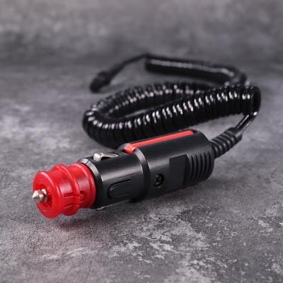 China RV 8A Cigarette Lighter Plug Spiral Power Cigar Lighter Cable Male Plug Adapter With Leads Extension Cable for sale