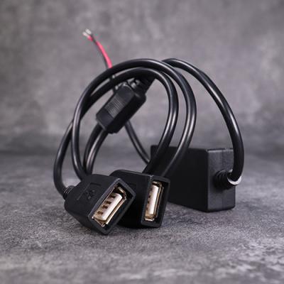 China RV 12V 24V Dual USB Port Charging Outlet 2 In 1 USB 5V 2.1A Cable 1000mm Length USB Charger For Automotive Car for sale