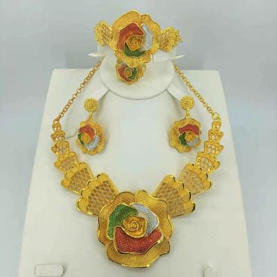 China New natural METAL fashion alloy jewelry set necklace earrings four-piece wedding jewelry makers for sale