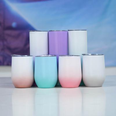 China Stainless Steel 20oz 600ml Disposable Gradient Colored Shadow Thin Wall Insulated Double Wine Tumbler with Lids for Sublimation Vacuum for sale