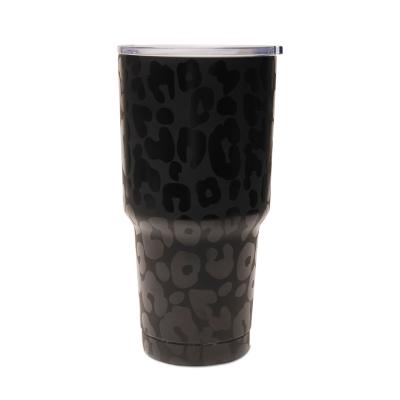 China Sustainable Wholesale Leopard Car Tumbler 30 oz Double Wall Vacuum Stainless Steel Insulated Camping Mug for sale