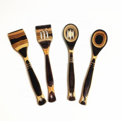 China Sustainable pakka wood utensil set for kitchen accessories pakka wood utensil set with spatula and spoon notched spoon ect for sale