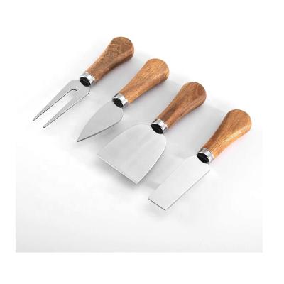 China High Quality Durable Stainless Steel Cheese Knives Set With Wooden Handle For 4pcs Set Of 4 Durable Stainless Steel Cheese Knives Set for sale