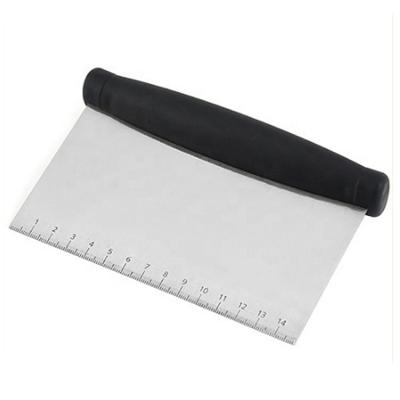 China Sustainable Stainless Steel Dough Scraper with Measuring Scale Metal Griddle Cutter with Plastic Handle for Kitchen Accessories for sale