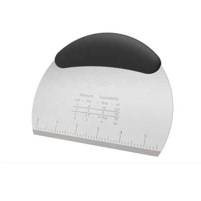 China S/S Disposable Universal Pdough Scraper With Measuring Dough Scraper For Baking Non Slip Rubber Handle Dough Scraper for sale