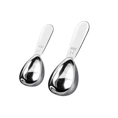 China High Quality Sustainable 2 Pieces Stainless Steel Coffee Scoop Set Measuring Spoon Doser With 2 Pcs Scale Teaspoon for sale