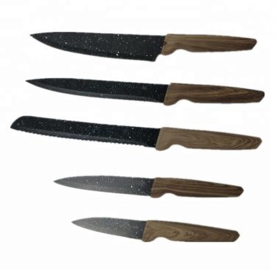 China Viable hot sale non-stick coating kitchen knife set with TPR coating handle 5pcs for sale