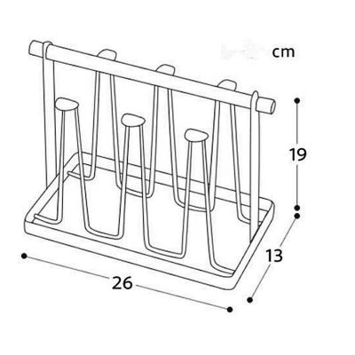 China Viable Cup Rack Drying Rack For Worktop And Cabinet Metal Cup Water Bottles Wine Drainer Rack Glass Rack With Handle Wooden Kitchen for sale