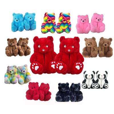 China CUSHIONING New Bedroom Teddy Bear Slippers Lovely Style Teddy Bear Slippers New Arrivals Fuzzy Plush Teddy Wholesale for Women Girls for sale