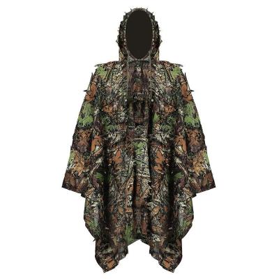 China TACTICHO 3D Multifunctional Maple Camouflage Poncho Ghillie Suit Sniper Clothing Camouflage Cape Leafy Hunting Coat for sale