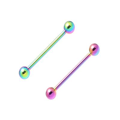 China CLASSIC IP Plated Rainbow Tongue Bar Surgical Steel Barbell for sale