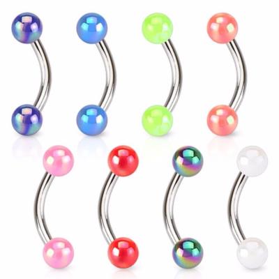 China FASHIONABLE Cheap Anodized Colorful Acrylic Ball 14G Eyebrow Rings for sale