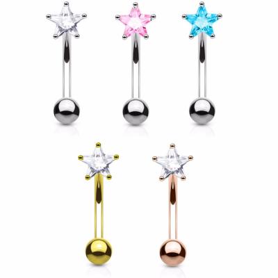 China FASHIONABLE Star Shaped Zircon Eyebrow Rings Piercing for sale