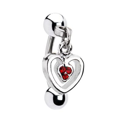 China Dangle Jeweled Heart Dangle Eyebrow Piercing for sale