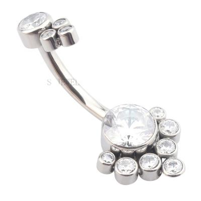 China Romantic Titanium 14G Navel Piercing Internally Threaded CZ Crystal Women's Jewelry Body Jewelry for sale